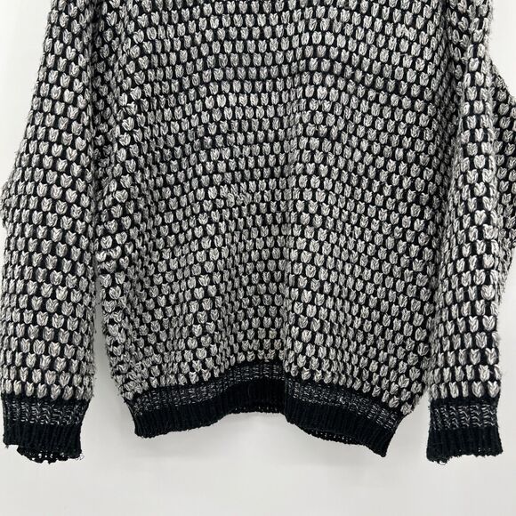 Vintage Chia Sweater 80s 90s Leather Shoulder Patches Men's L Black - Picture 8 of 9